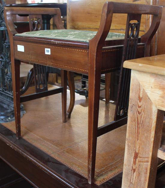 Inlaid mahogany piano stool